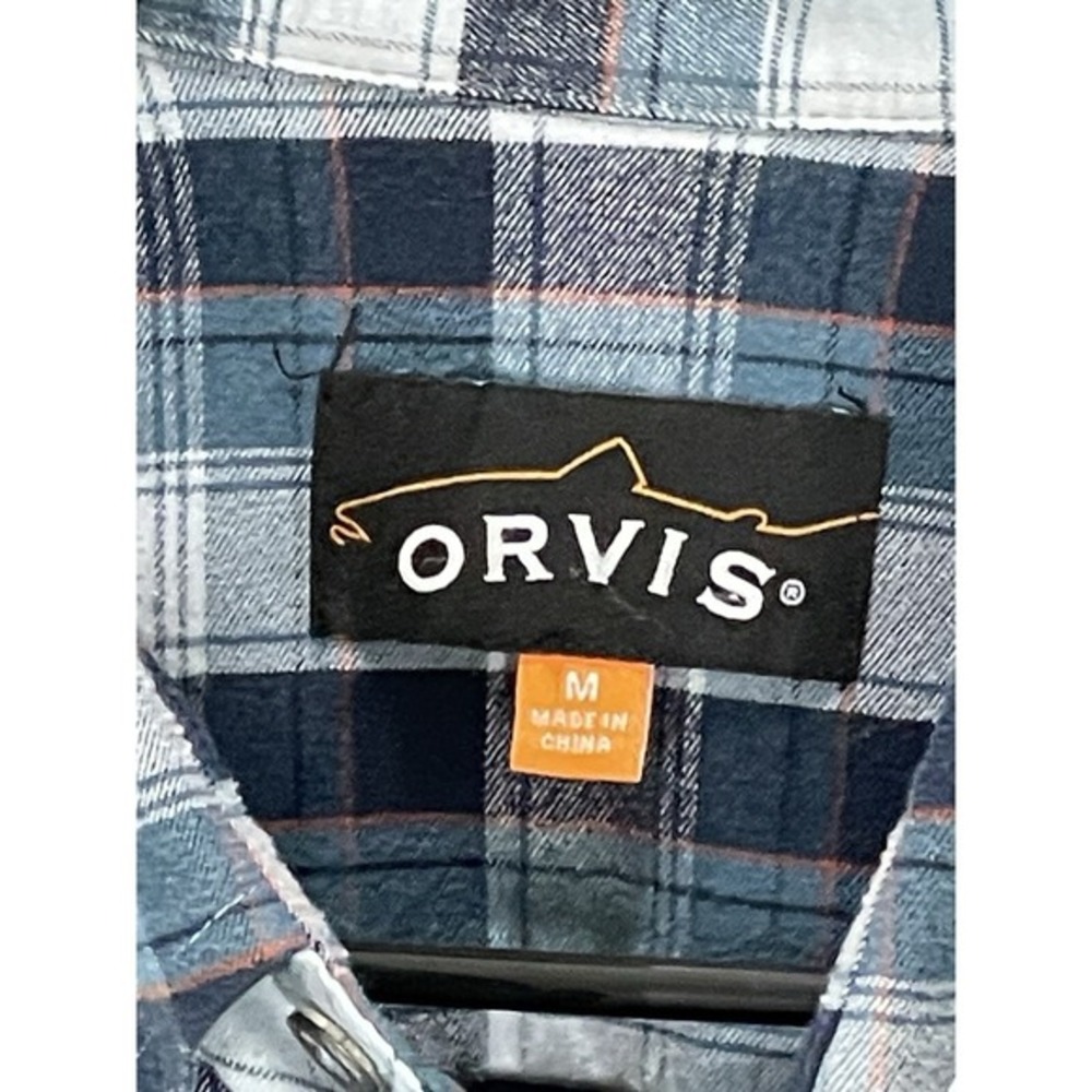 ORVIS‎ Flannel Plaid Shirt Mens M Blue Green  Casual Button Up Long Sleeve - Picture 3 of 13